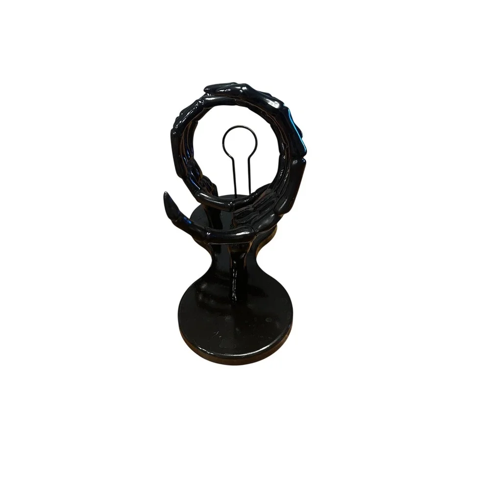 Hyde & Eek Skeleton Hands Wine Bottle Holder Glossy Black Halloween Goth Decor